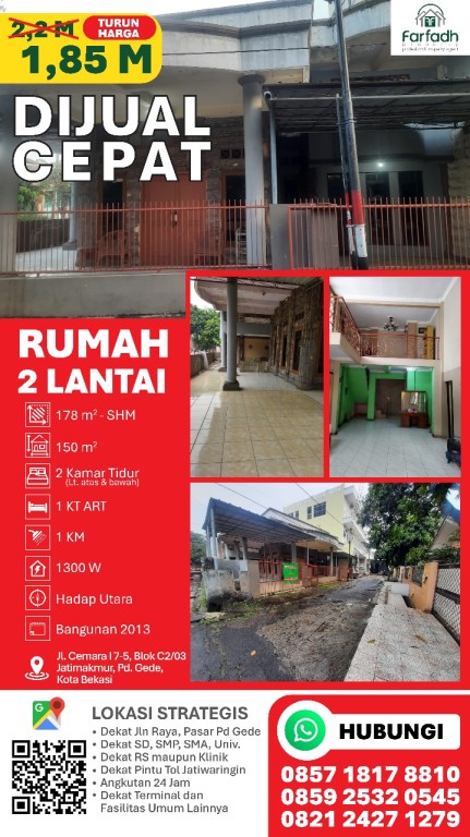 DIJUAL CEPAT RUMAH BERTINGKAT SIAP HUNI STRATEGIS 