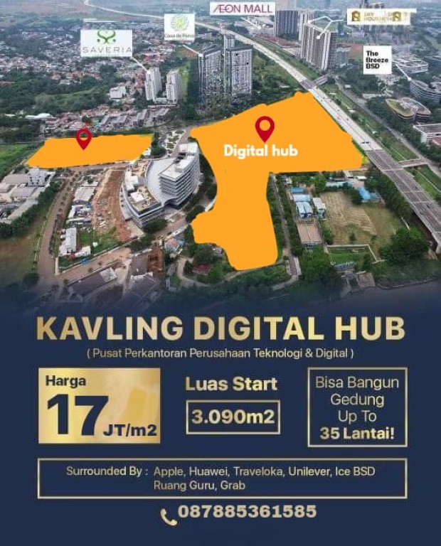 Dijual Kavling Komersial Digital Hub, Jln Damai 