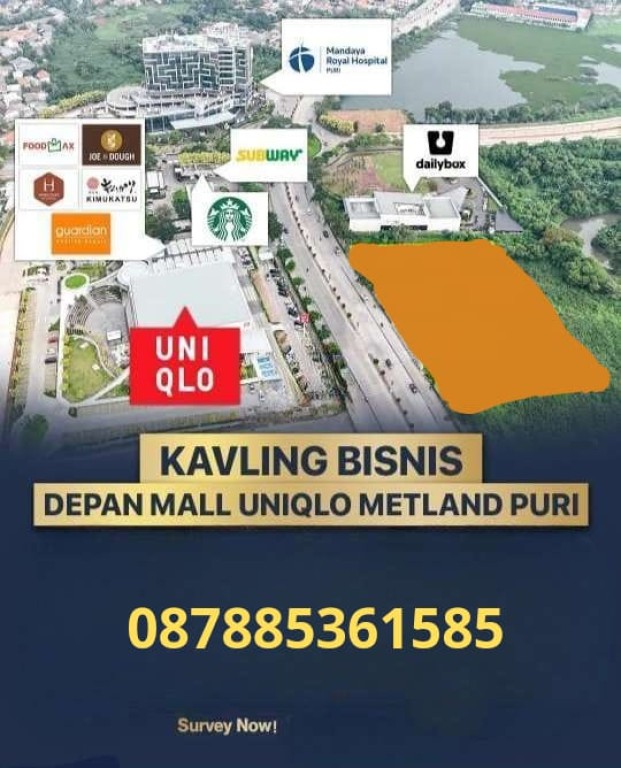 Dijual Kavling Komersial di Metland Cyber Puri 