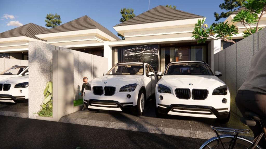 RUMAH CANTIK PROSES BANGUN, CARPORT 2 MOBIL DEKAT 