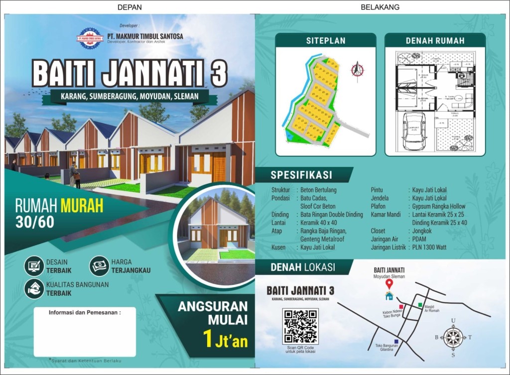 RUMAH SUBSIDI CICILAN 1JT DI SLEMAN 