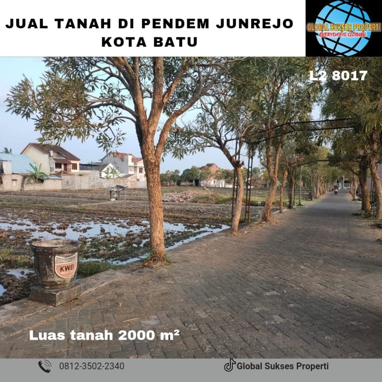 Tanah Sawah Luas Cocok Untuk Cluster di Junrejo 