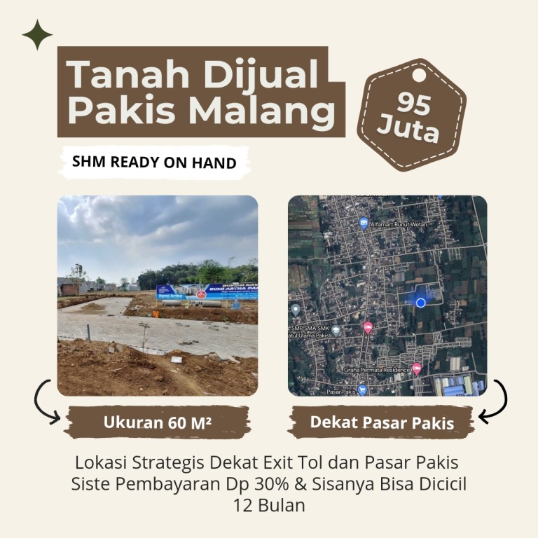 Tanah di malang pakis area istana bordir Pakis 