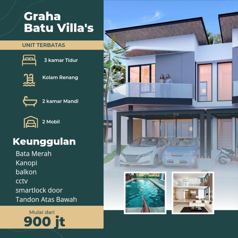 Villa eksklusif elegan dan menawan di graha batu 