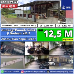 GUDANG Plus Rumah Induk Jl Godean KM7 Akses Jalan Lebar