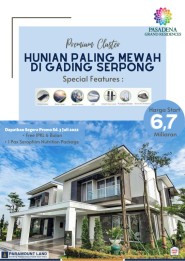 Dijual Rumah di PASADENA GRAND RESIDENCE MODERN TROPIS, Gading Serpong, Tan