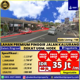 Tanah Bonus Bangunan Strategis Pinggir Jl Kaliurang dlm RR dekat UGM