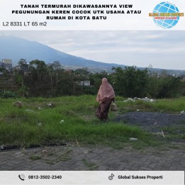 Tanah Termurah Luas View Pegunungan dan Citylight di Kota Batu